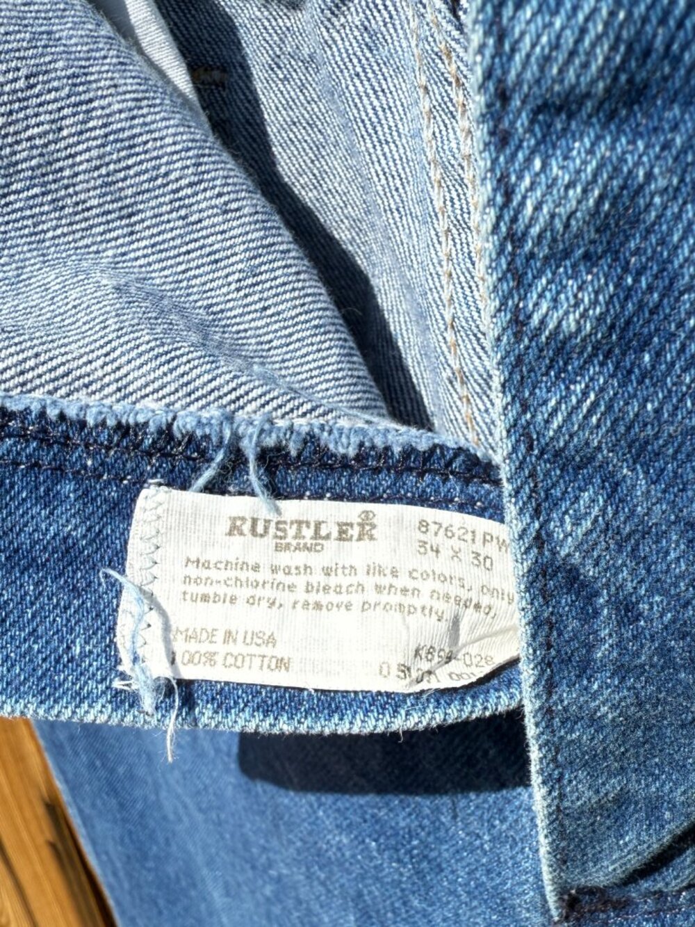 Vintage 90s Rustler High Waist Straight Leg Denim Blue Jeans | Size 31 X 30 - Picture 9 of 12